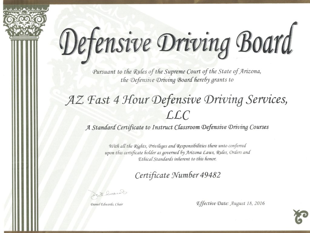 az fast certificate - AZ Fast 4 Hour Defensive Driving (480) 740-8424AZ ...